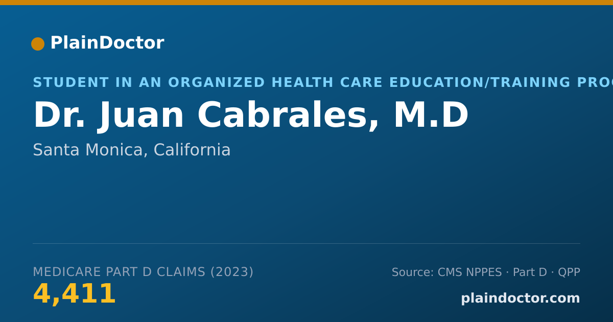 Shareable card for Juan Cabrales, M.D - Student in an Organized Health Care Education/Training Program, Santa Monica, CA
