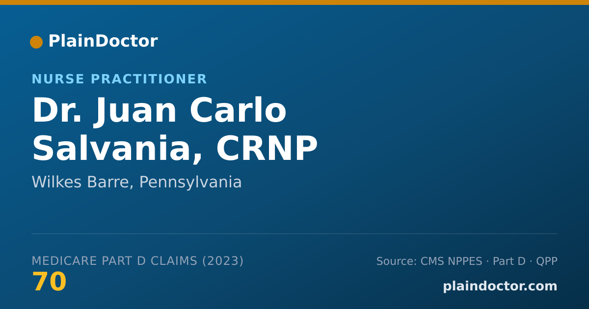 Shareable card for Juan Carlo Salvania, CRNP - Nurse Practitioner, Wilkes Barre, PA