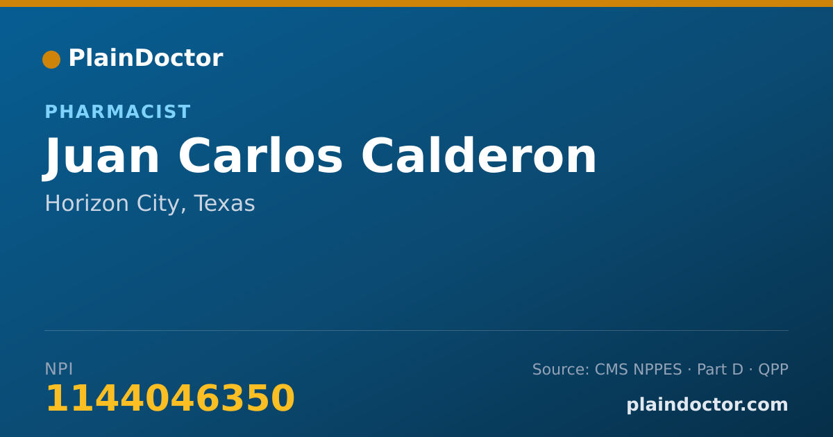 Shareable card for Juan Carlos Calderon - Pharmacist, Horizon City, TX