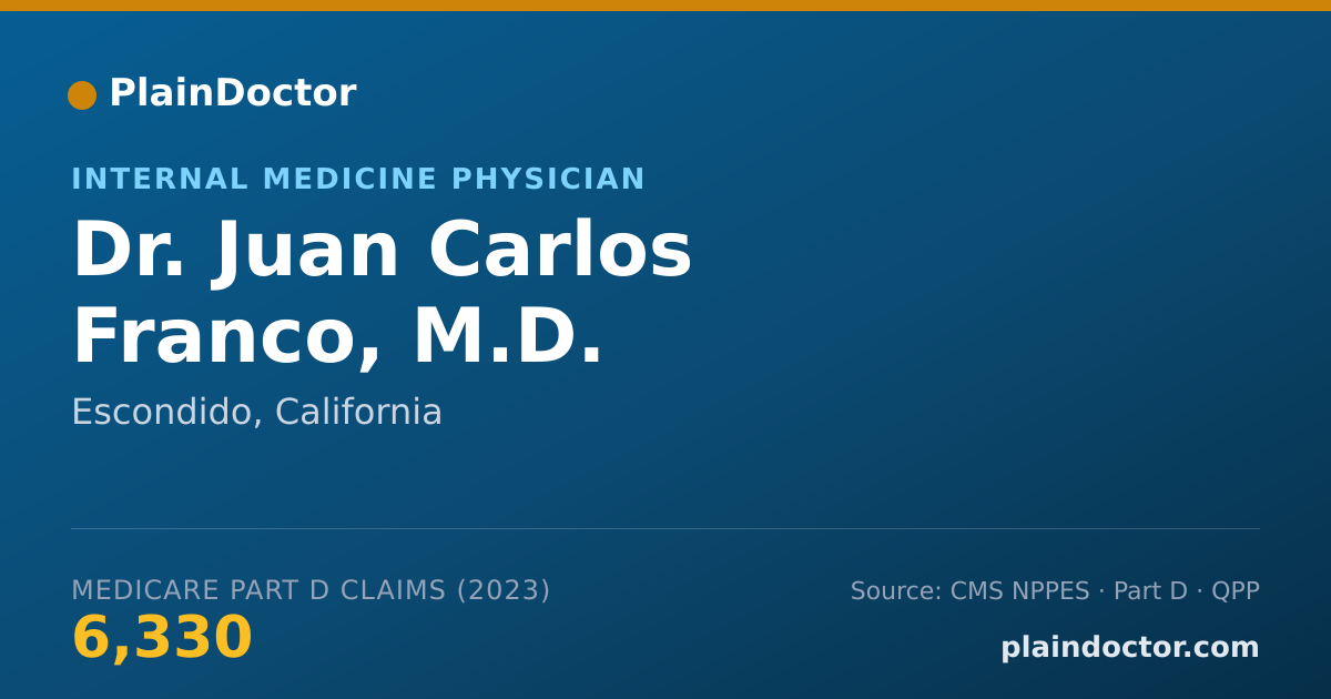 Shareable card for Juan Carlos Franco, M.D. - Internal Medicine Physician, Escondido, CA