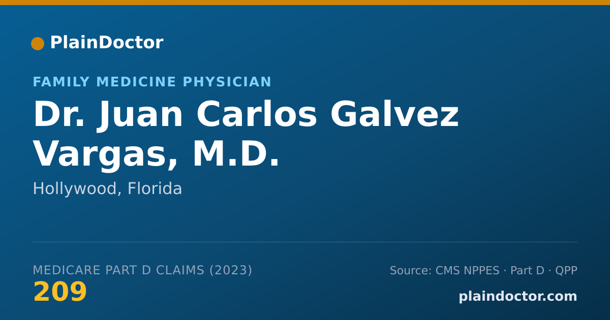 Shareable card for Juan Carlos Galvez Vargas, M.D. - Family Medicine Physician, Hollywood, FL