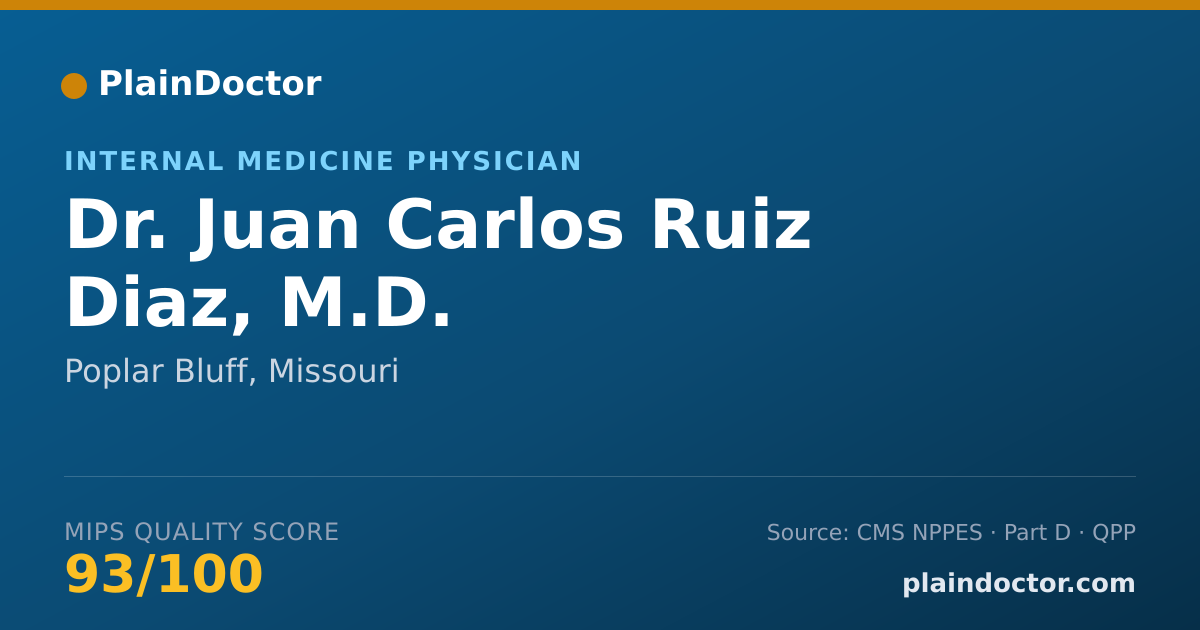 Shareable card for Juan Carlos Ruiz Diaz, M.D. - Internal Medicine Physician, Poplar Bluff, MO