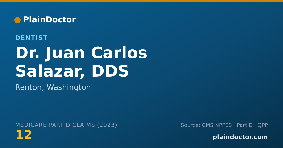 Shareable card for Juan Carlos Salazar, DDS - Dentist, Renton, WA