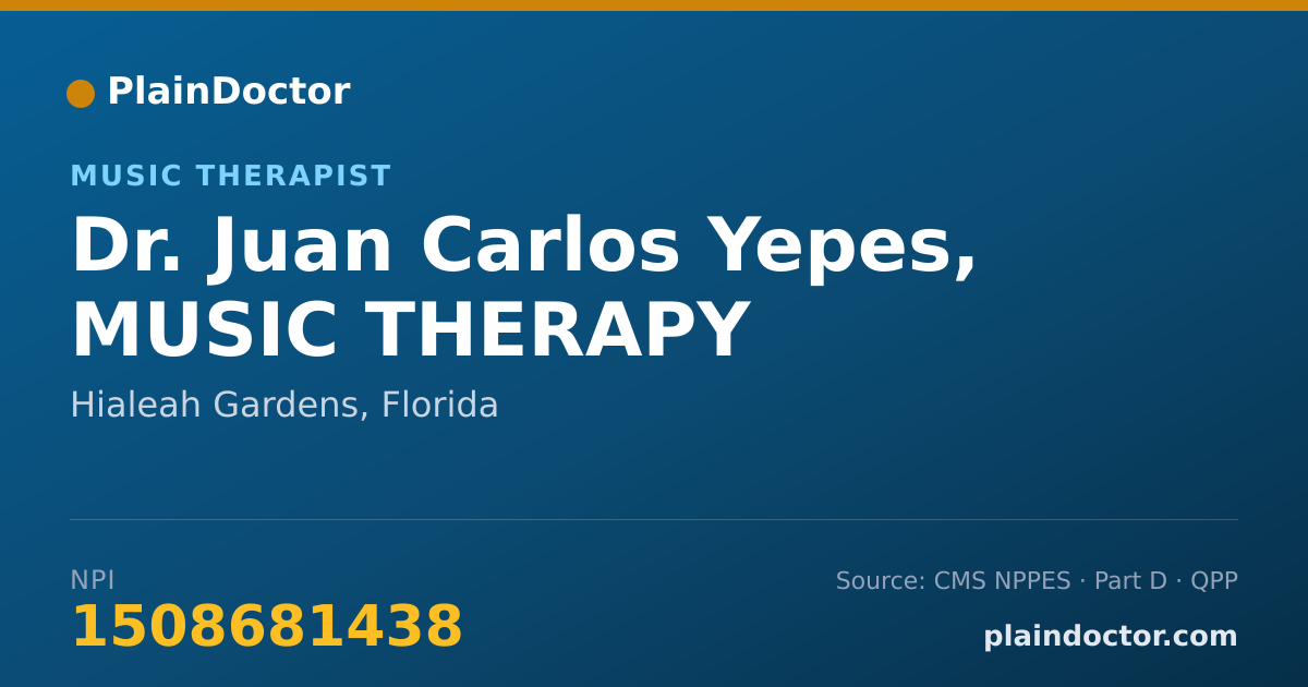 Shareable card for Juan Carlos Yepes, MUSIC THERAPY - Music Therapist, Hialeah Gardens, FL