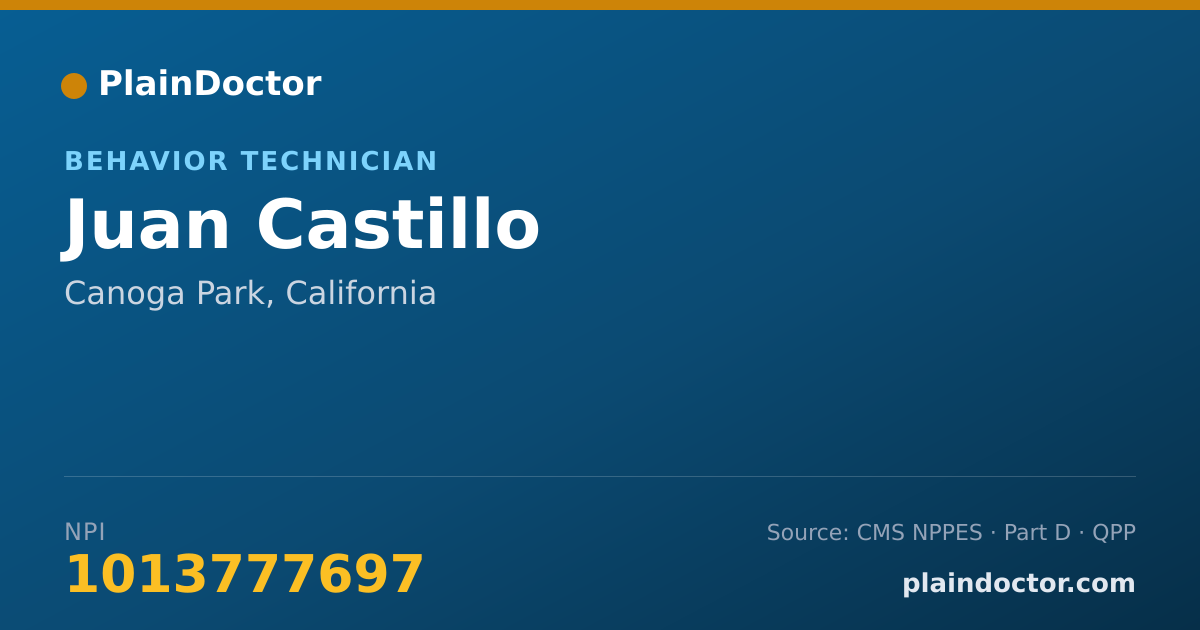 Shareable card for Juan Castillo - Behavior Technician, Canoga Park, CA