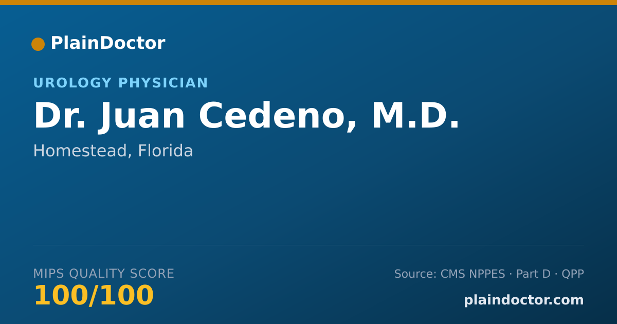 Shareable card for Juan Cedeno, M.D. - Urology Physician, Homestead, FL