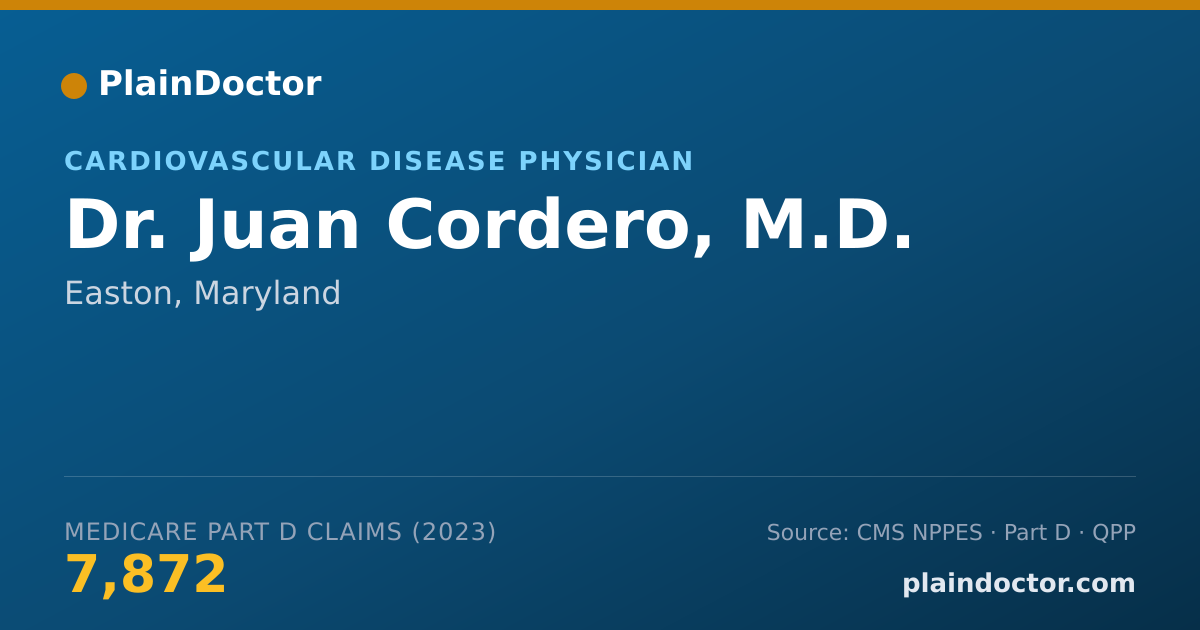 Shareable card for Juan Cordero, M.D. - Cardiovascular Disease Physician, Easton, MD