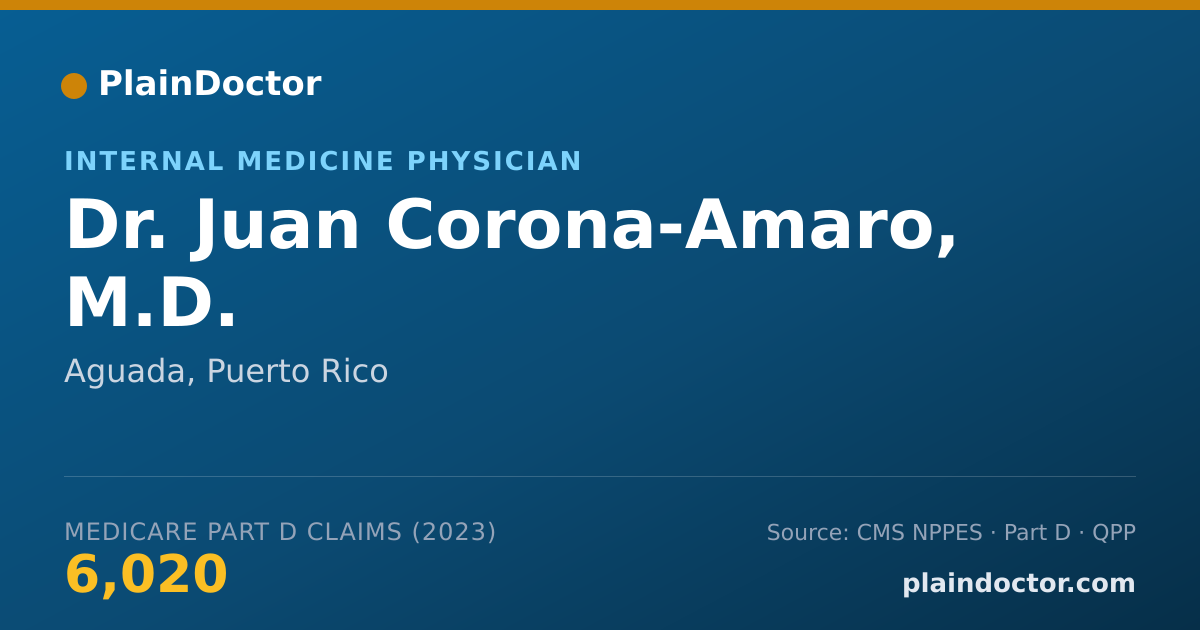 Shareable card for Juan Corona-Amaro, M.D. - Internal Medicine Physician, Aguada, PR