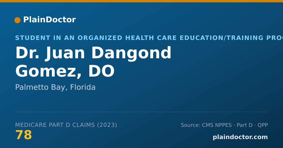 Shareable card for Juan Dangond Gomez, DO - Student in an Organized Health Care Education/Training Program, Palmetto Bay, FL