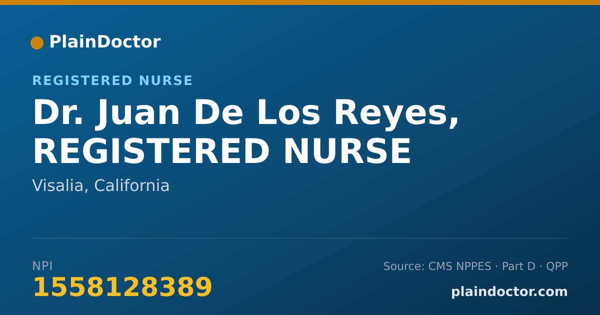 Shareable card for Juan De Los Reyes, REGISTERED NURSE - Registered Nurse, Visalia, CA