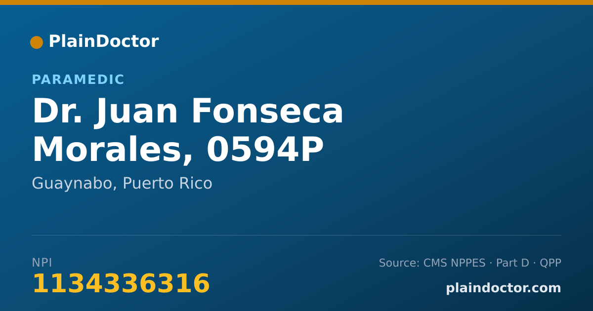 Shareable card for Juan Fonseca Morales, 0594P - Paramedic, Guaynabo, PR