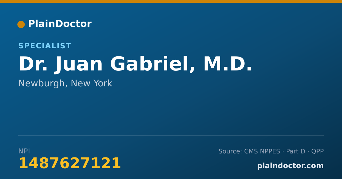 Shareable card for Juan Gabriel, M.D. - Specialist, Newburgh, NY