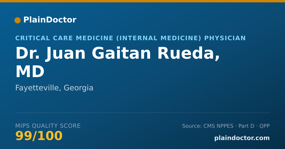 Shareable card for Juan Gaitan Rueda, MD - Critical Care Medicine (Internal Medicine) Physician, Fayetteville, GA