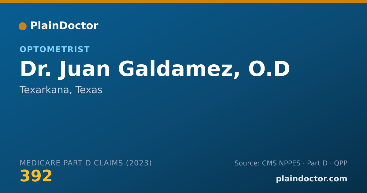 Shareable card for Juan Galdamez, O.D - Optometrist, Texarkana, TX