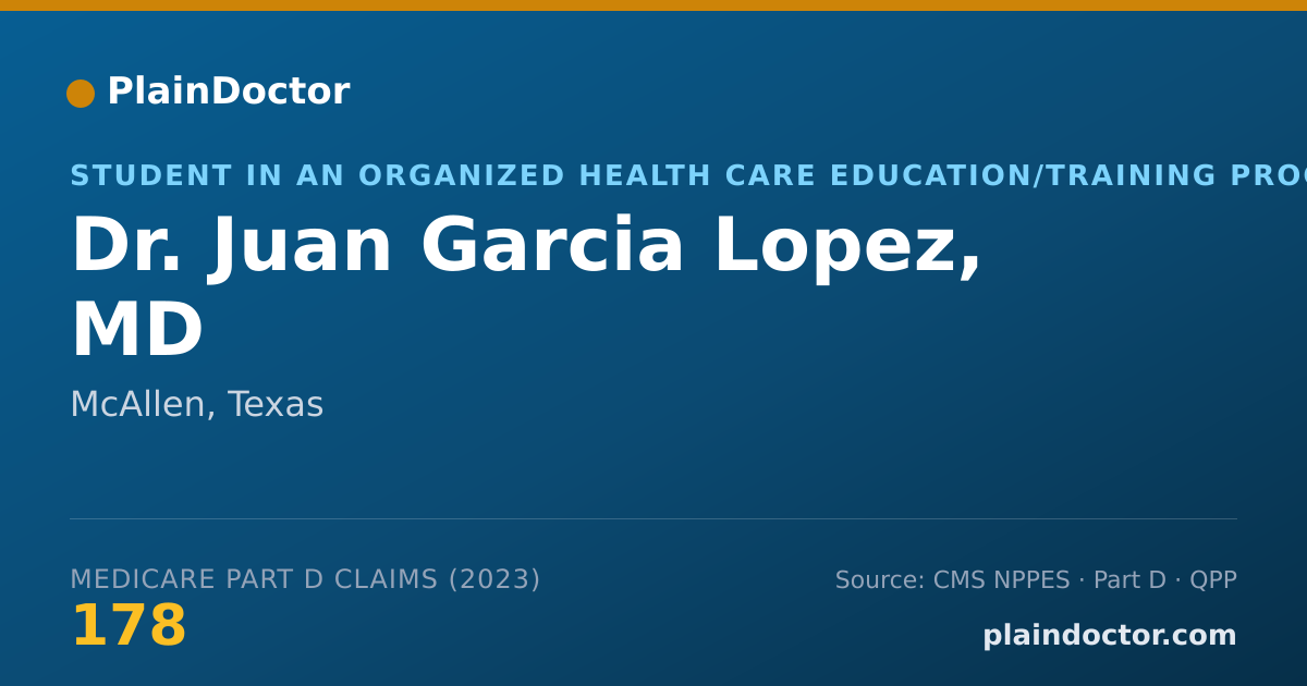 Shareable card for Juan Garcia Lopez, MD - Student in an Organized Health Care Education/Training Program, McAllen, TX