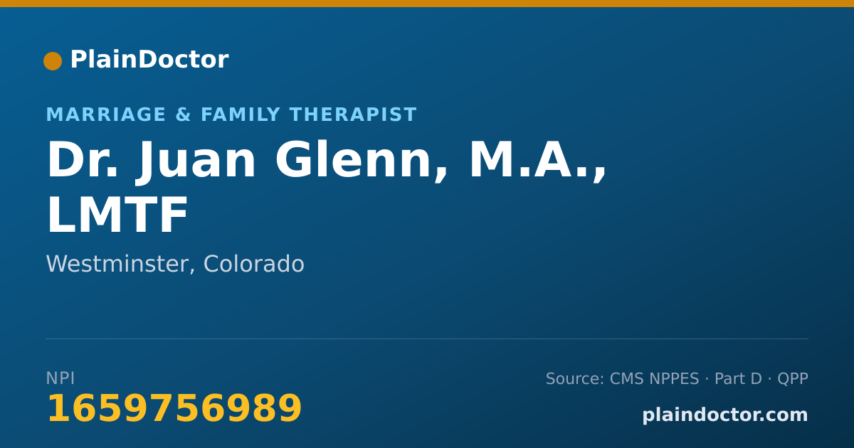 Shareable card for Juan Glenn, M.A., LMTF - Marriage & Family Therapist, Westminster, CO