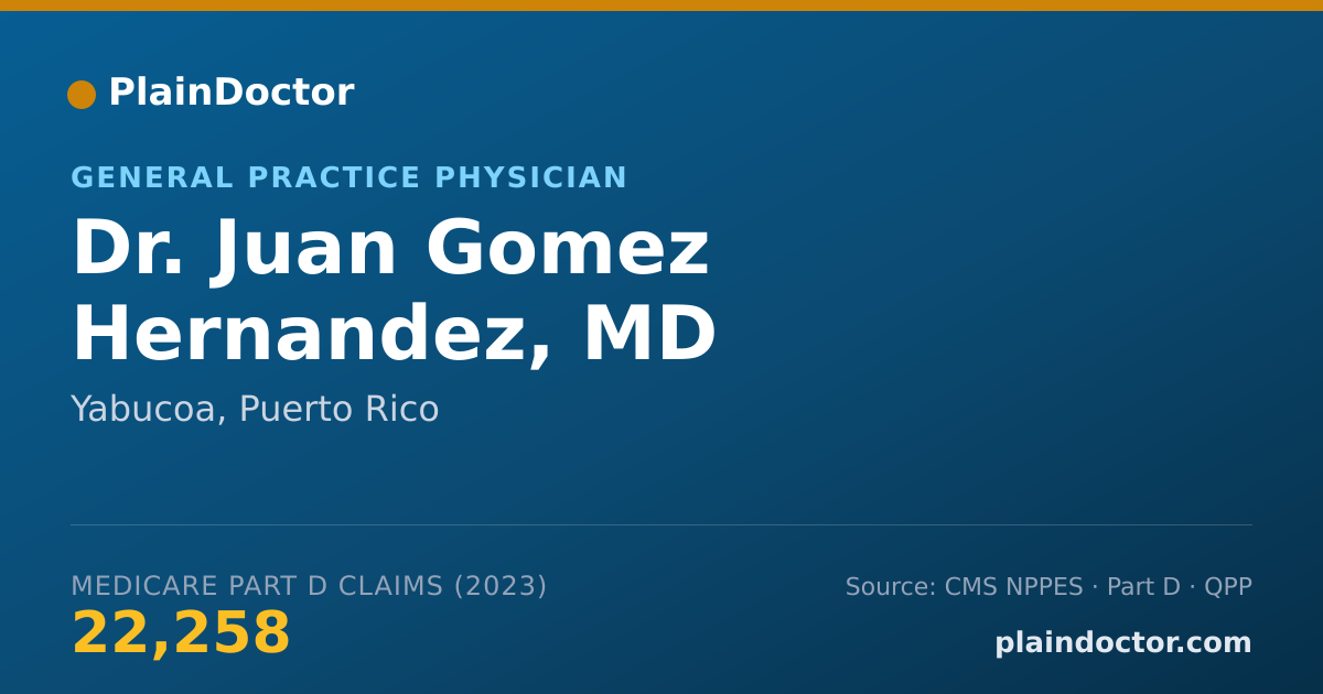 Shareable card for Juan Gomez Hernandez, MD - General Practice Physician, Yabucoa, PR