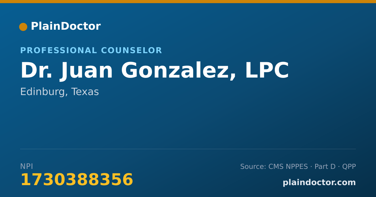 Shareable card for Juan Gonzalez, LPC - Professional Counselor, Edinburg, TX
