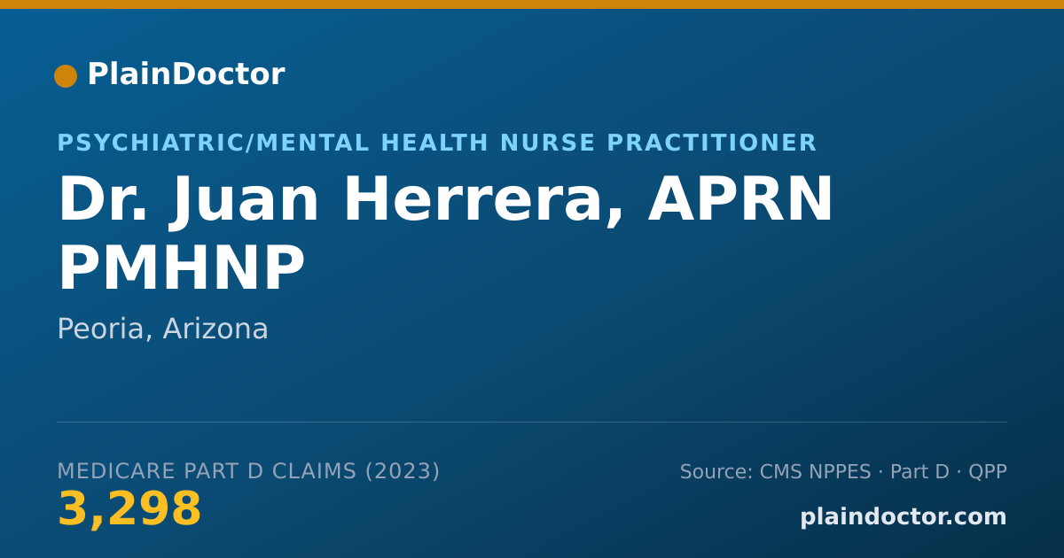 Shareable card for Juan Herrera, APRN PMHNP - Psychiatric/Mental Health Nurse Practitioner, Peoria, AZ