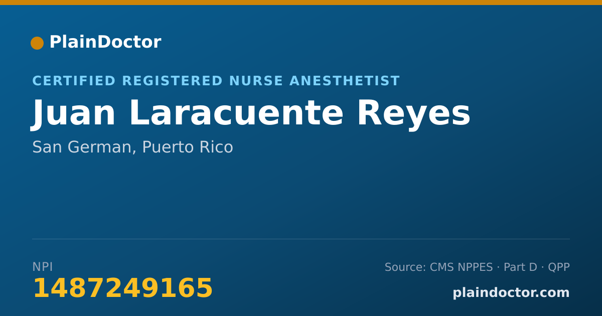 Shareable card for Juan Laracuente Reyes - Certified Registered Nurse Anesthetist, San German, PR