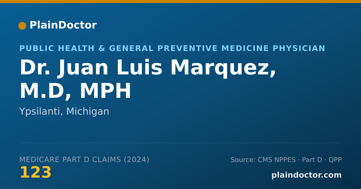 Shareable card for Juan Luis Marquez, M.D, MPH - Public Health & General Preventive Medicine Physician, Ypsilanti, MI