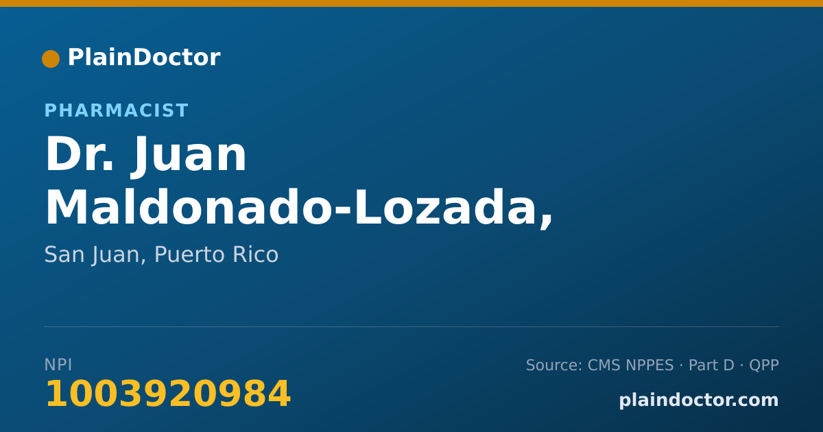 Shareable card for Juan Maldonado-Lozada, PHARM D, BCPS, RPH - Pharmacist, San Juan, PR
