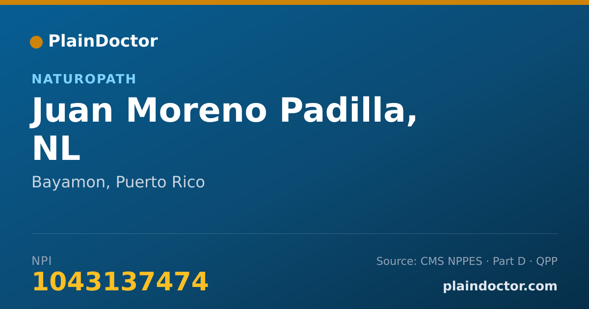Shareable card for Juan Moreno Padilla, NL - Naturopath, Bayamon, PR