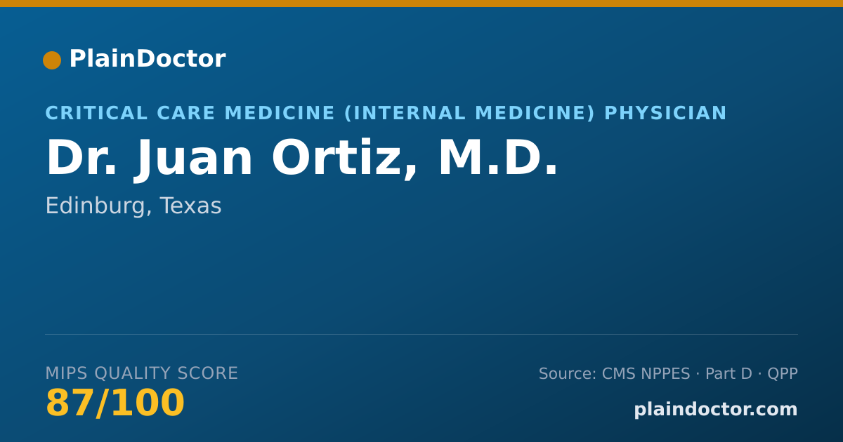 Shareable card for Juan Ortiz, M.D. - Critical Care Medicine (Internal Medicine) Physician, Edinburg, TX