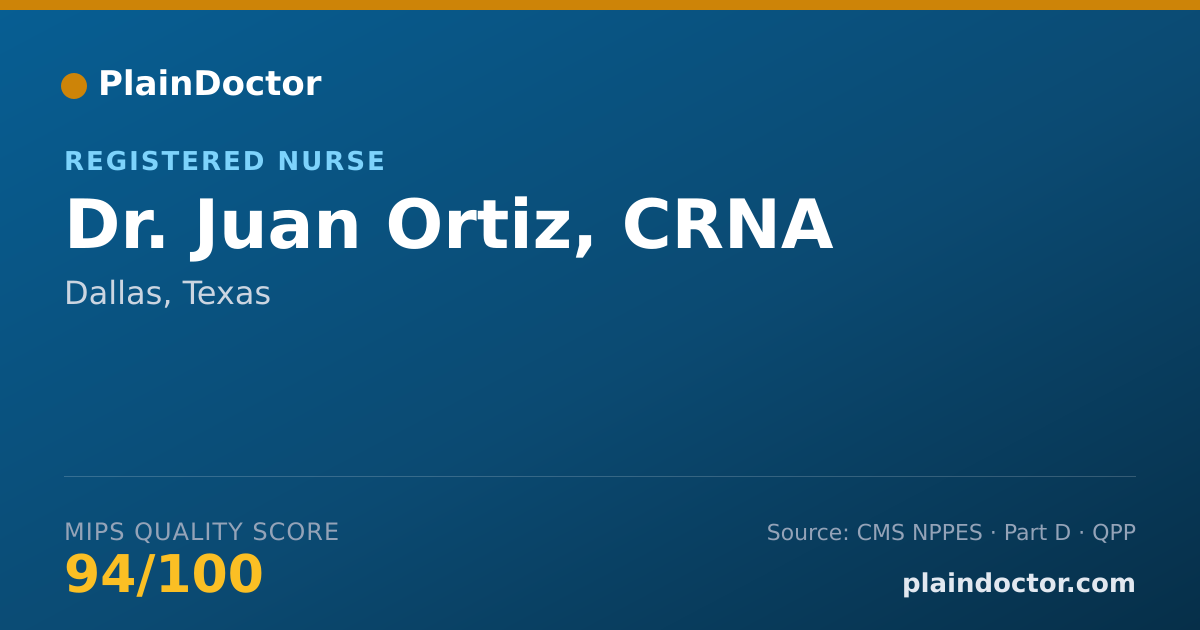 Shareable card for Juan Ortiz, CRNA - Registered Nurse, Dallas, TX