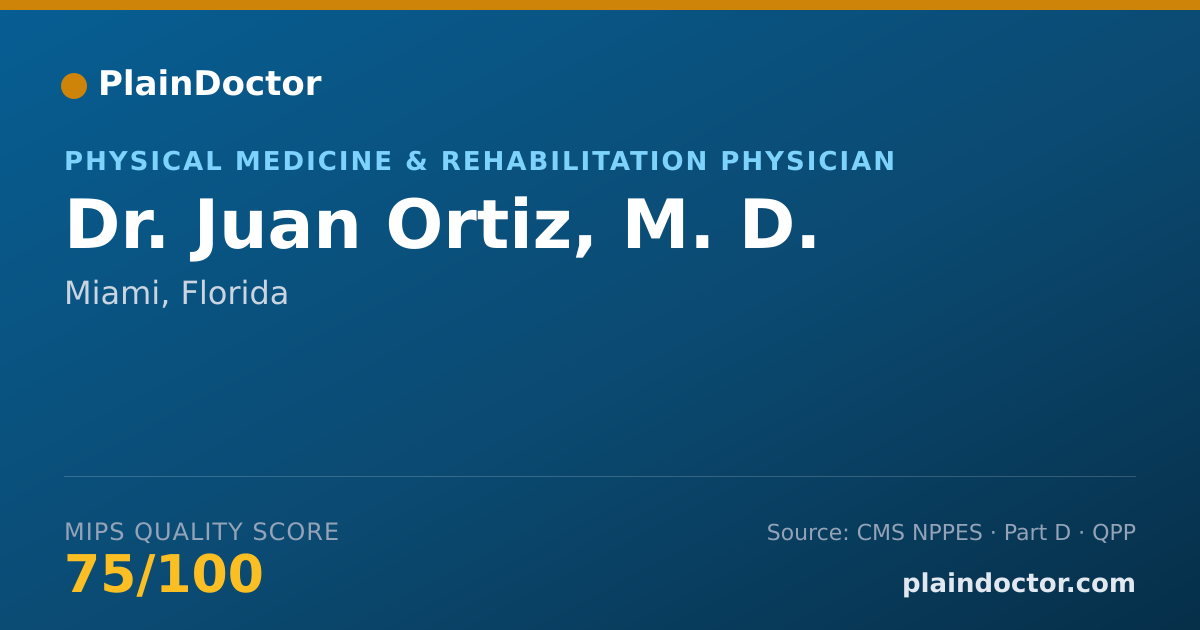 Shareable card for Juan Ortiz, M. D. - Physical Medicine & Rehabilitation Physician, Miami, FL
