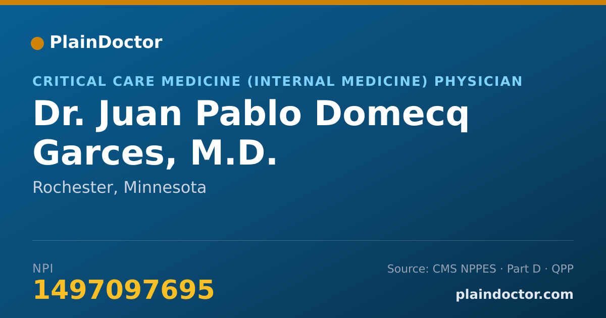 Shareable card for Juan Pablo Domecq Garces, M.D. - Critical Care Medicine (Internal Medicine) Physician, Rochester, MN