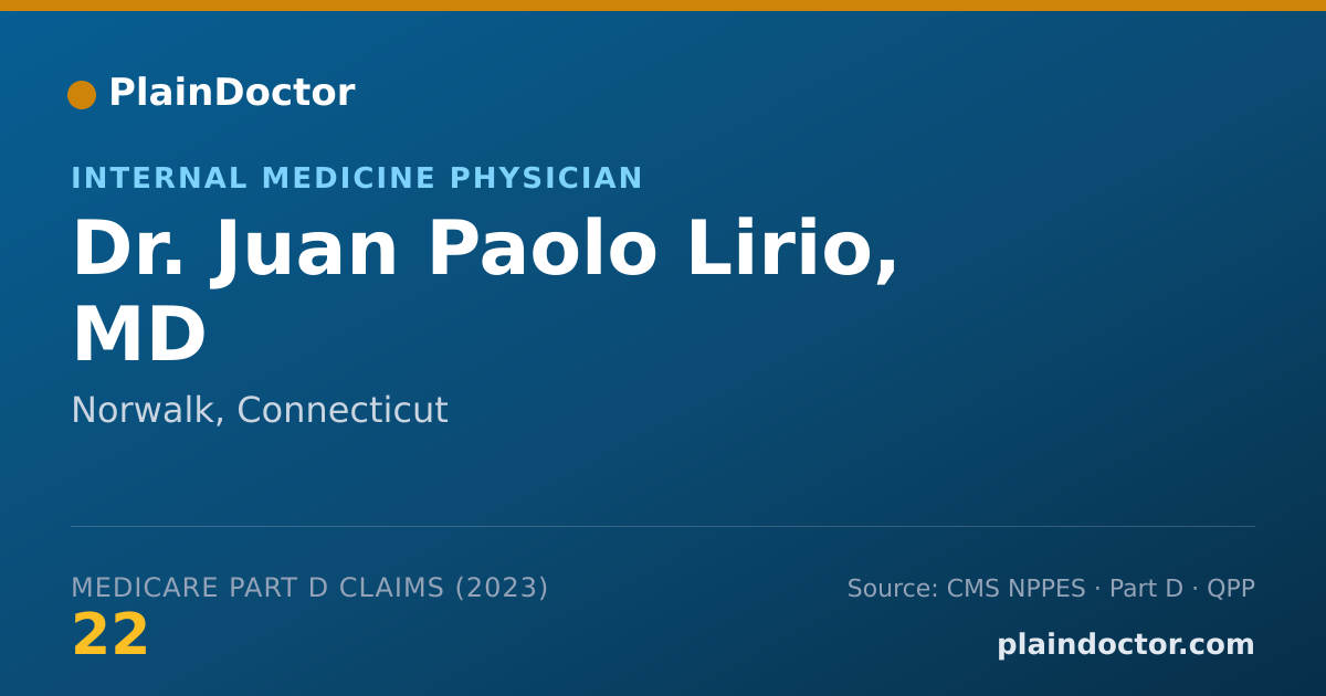 Shareable card for Juan Paolo Lirio, MD - Internal Medicine Physician, Norwalk, CT