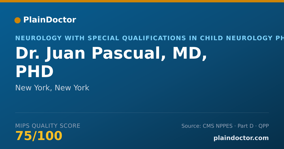 Shareable card for Juan Pascual, MD, PHD - Neurology with Special Qualifications in Child Neurology Physician, New York, NY