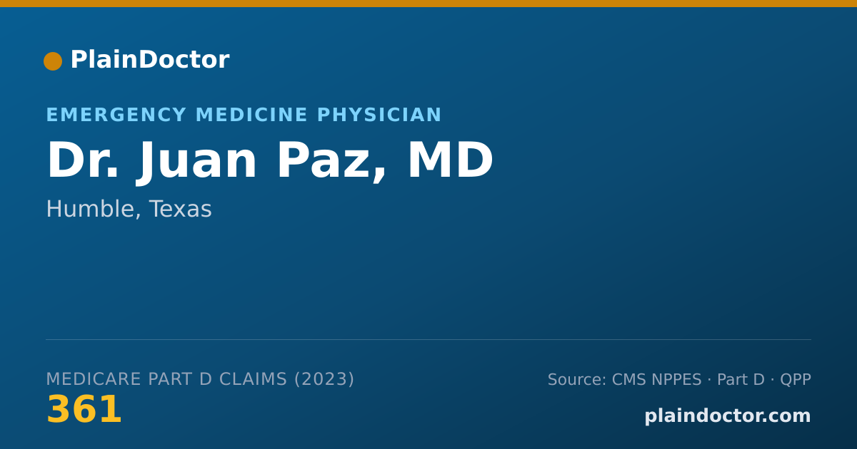 Shareable card for Juan Paz, MD - Emergency Medicine Physician, Humble, TX