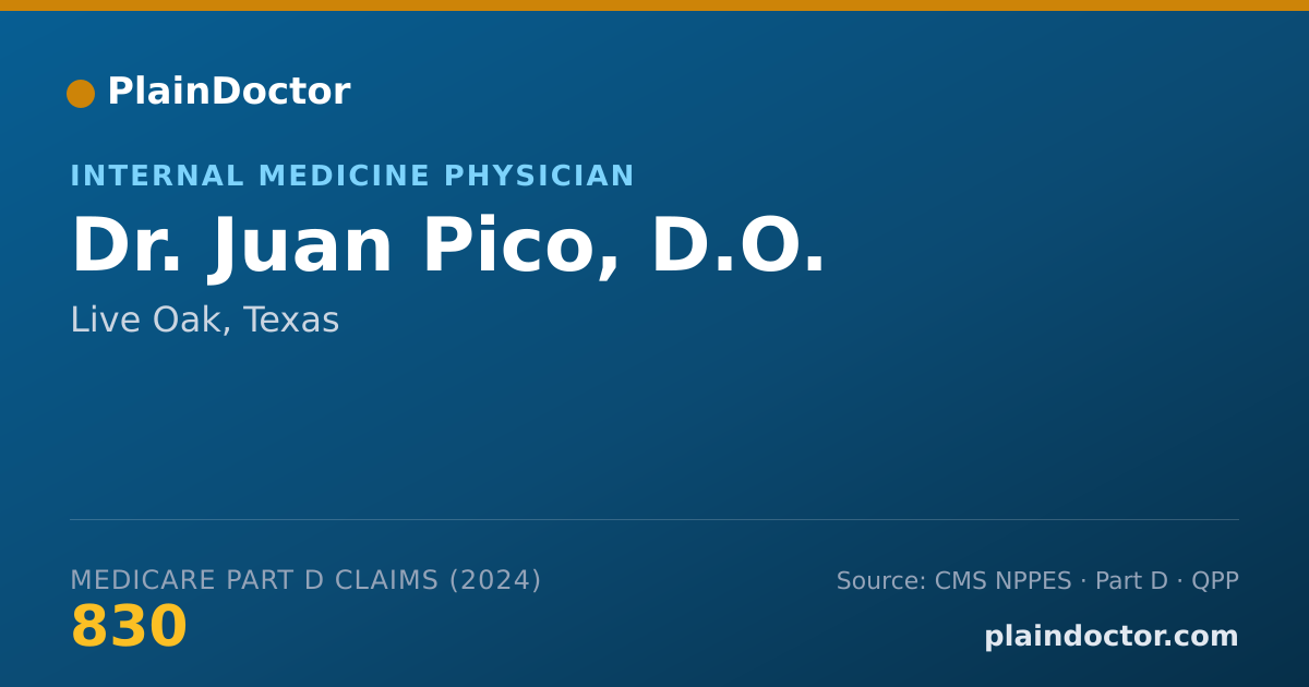 Shareable card for Juan Pico, D.O. - Internal Medicine Physician, Live Oak, TX