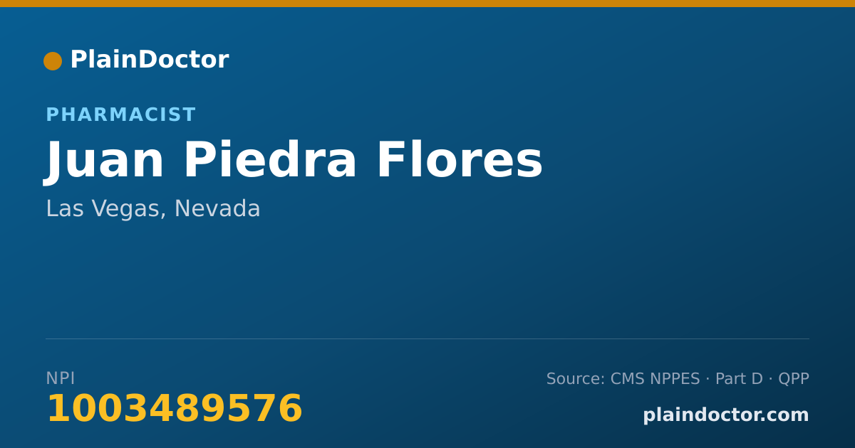 Shareable card for Juan Piedra Flores - Pharmacist, Las Vegas, NV
