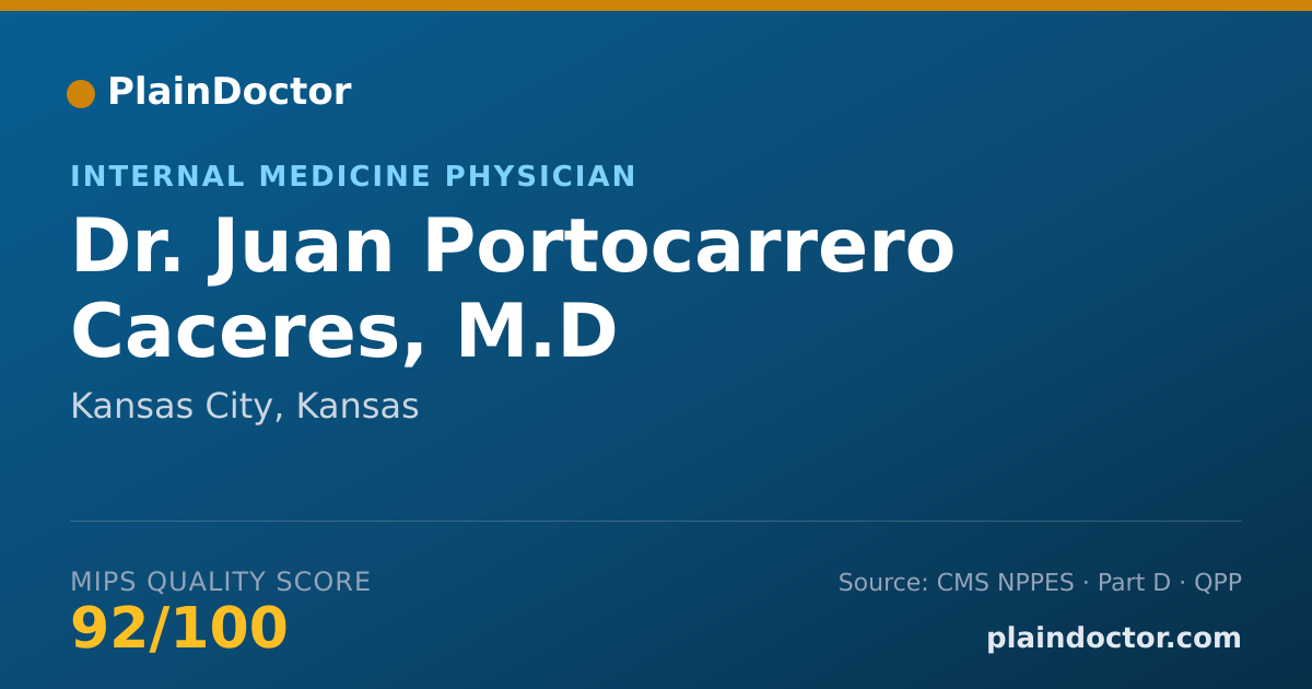 Shareable card for Juan Portocarrero Caceres, M.D - Internal Medicine Physician, Kansas City, KS