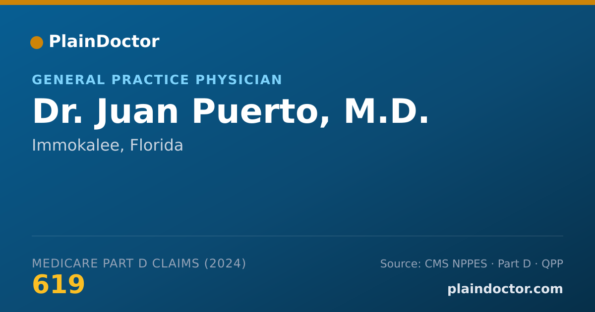 Shareable card for Juan Puerto, M.D. - General Practice Physician, Immokalee, FL
