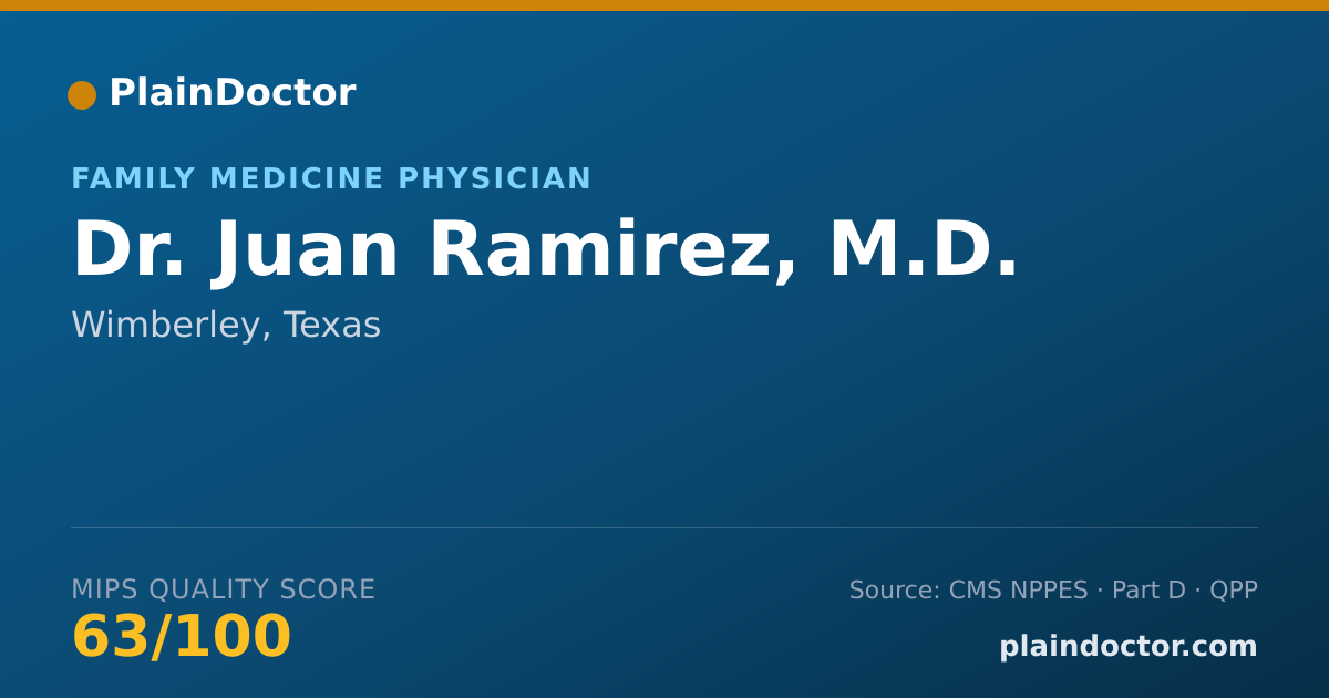 Shareable card for Juan Ramirez, M.D. - Family Medicine Physician, Wimberley, TX
