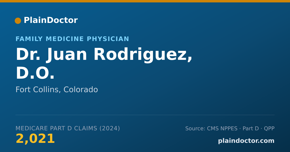 Shareable card for Juan Rodriguez, D.O. - Family Medicine Physician, Fort Collins, CO
