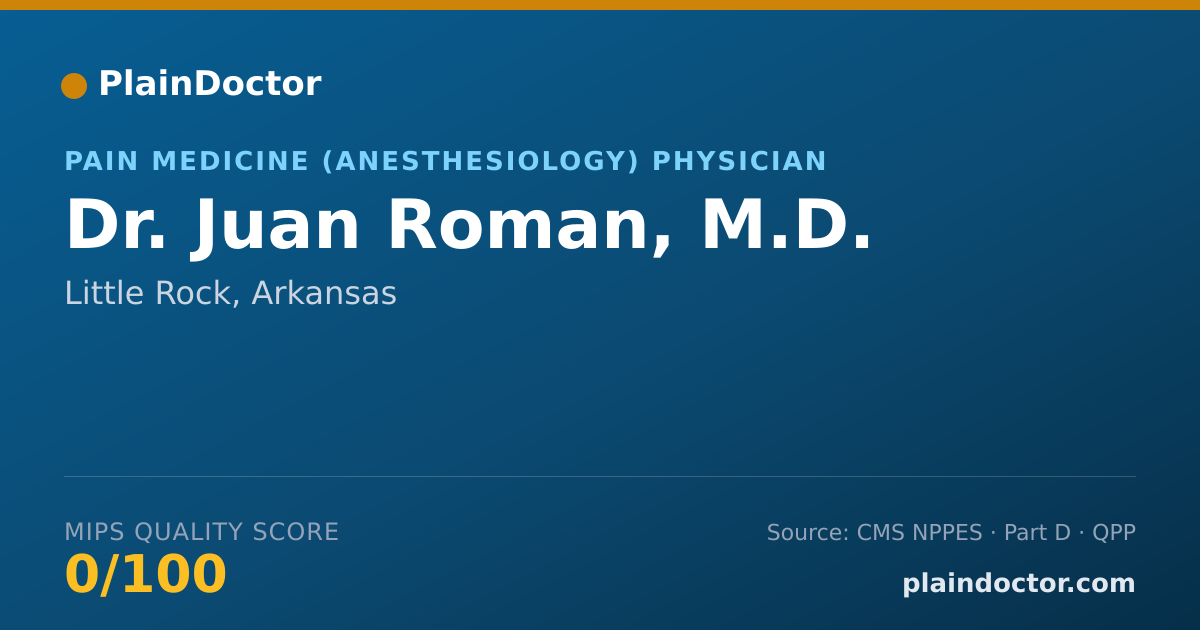Shareable card for Juan Roman, M.D. - Pain Medicine (Anesthesiology) Physician, Little Rock, AR