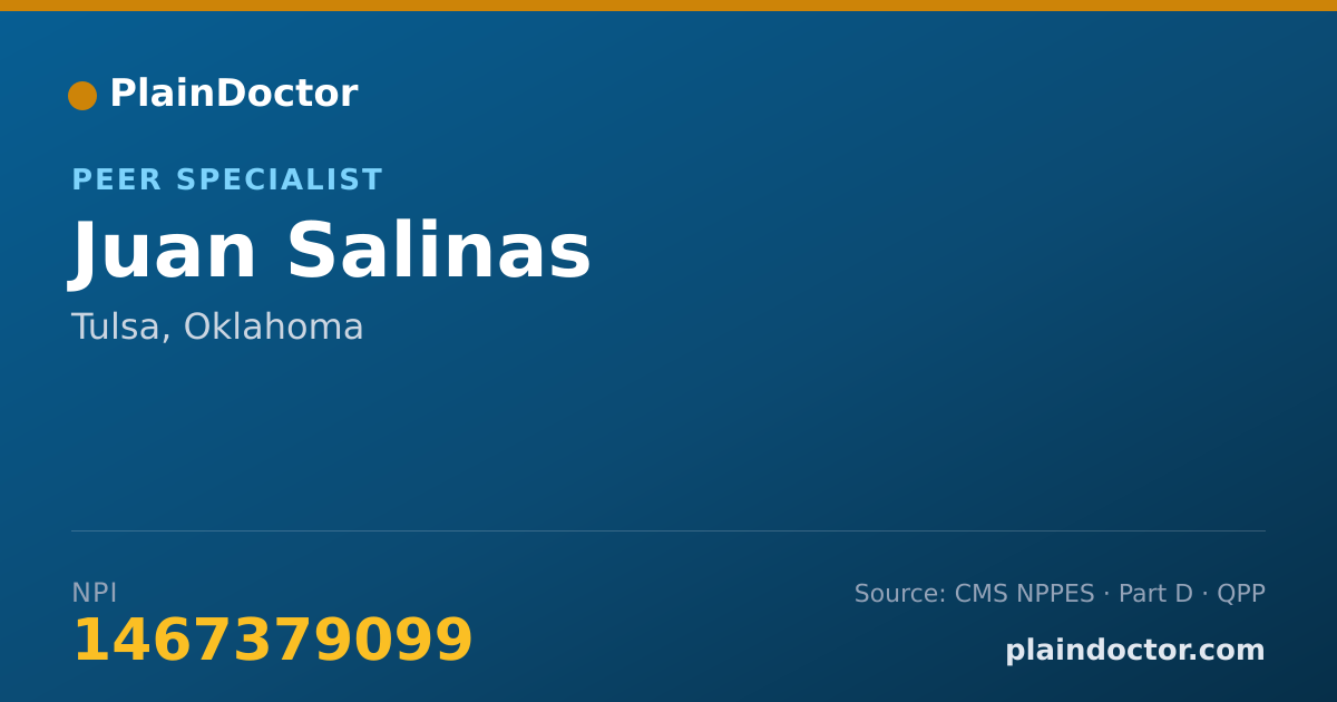 Shareable card for Juan Salinas - Peer Specialist, Tulsa, OK