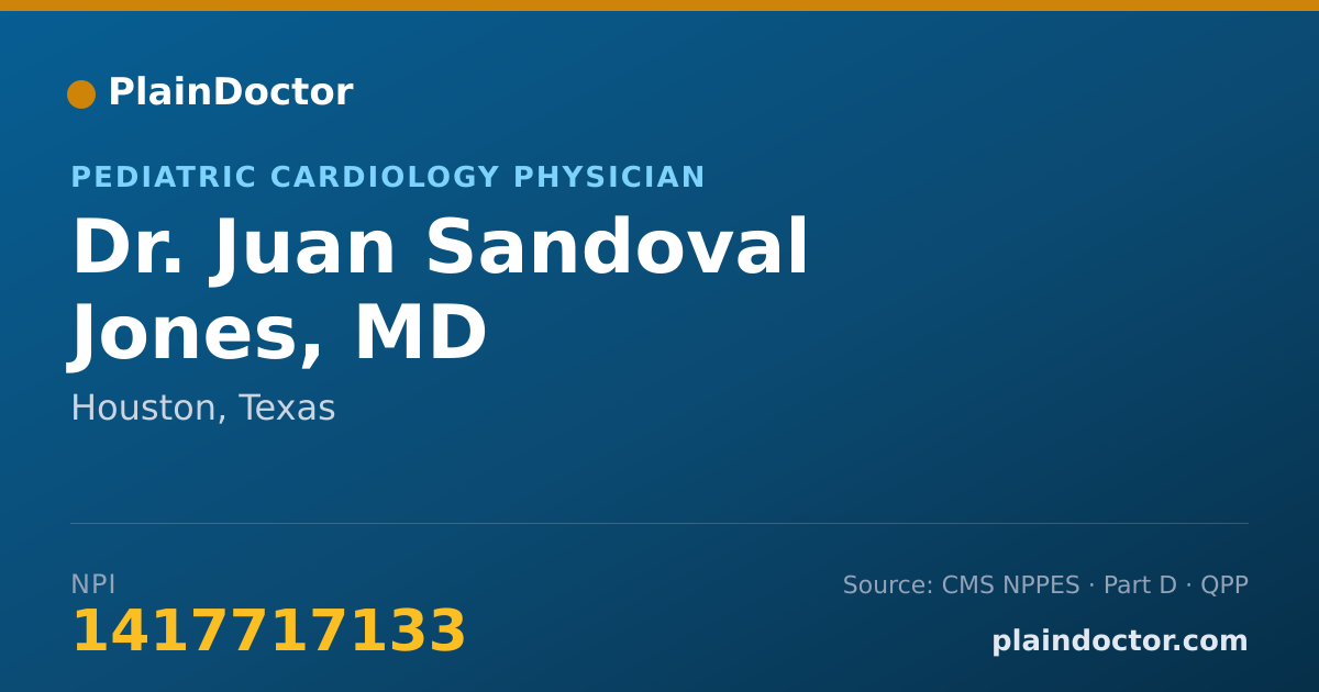 Shareable card for Juan Sandoval Jones, MD - Pediatric Cardiology Physician, Houston, TX