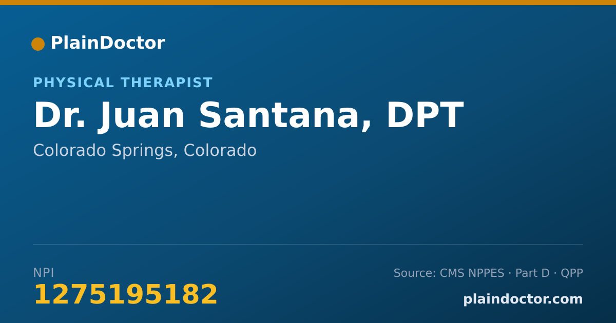 Shareable card for Juan Santana, DPT - Physical Therapist, Colorado Springs, CO