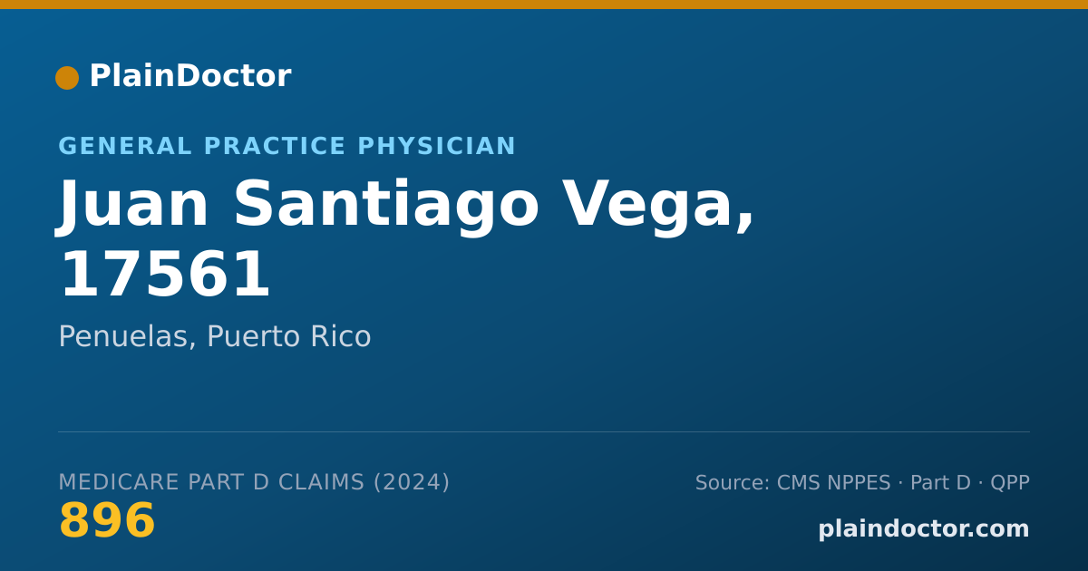 Shareable card for Juan Santiago Vega, 17561 - General Practice Physician, Penuelas, PR