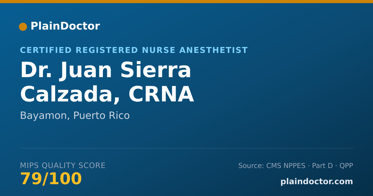 Shareable card for Juan Sierra Calzada, CRNA - Certified Registered Nurse Anesthetist, Bayamon, PR