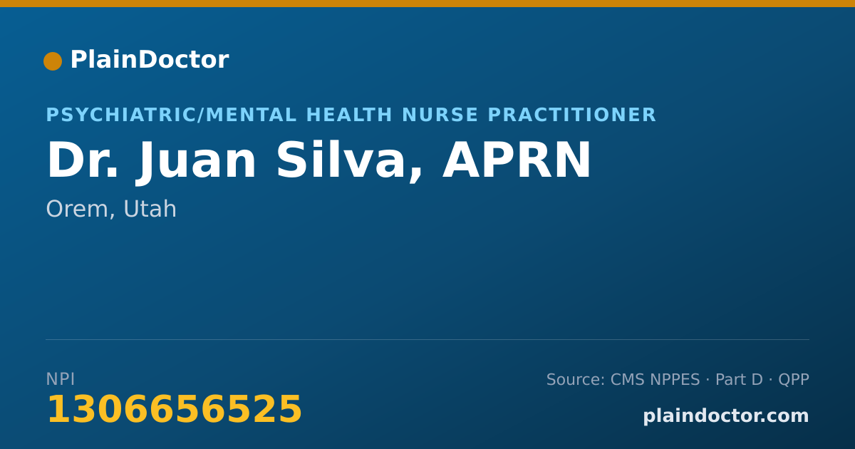 Shareable card for Juan Silva, APRN - Psychiatric/Mental Health Nurse Practitioner, Orem, UT