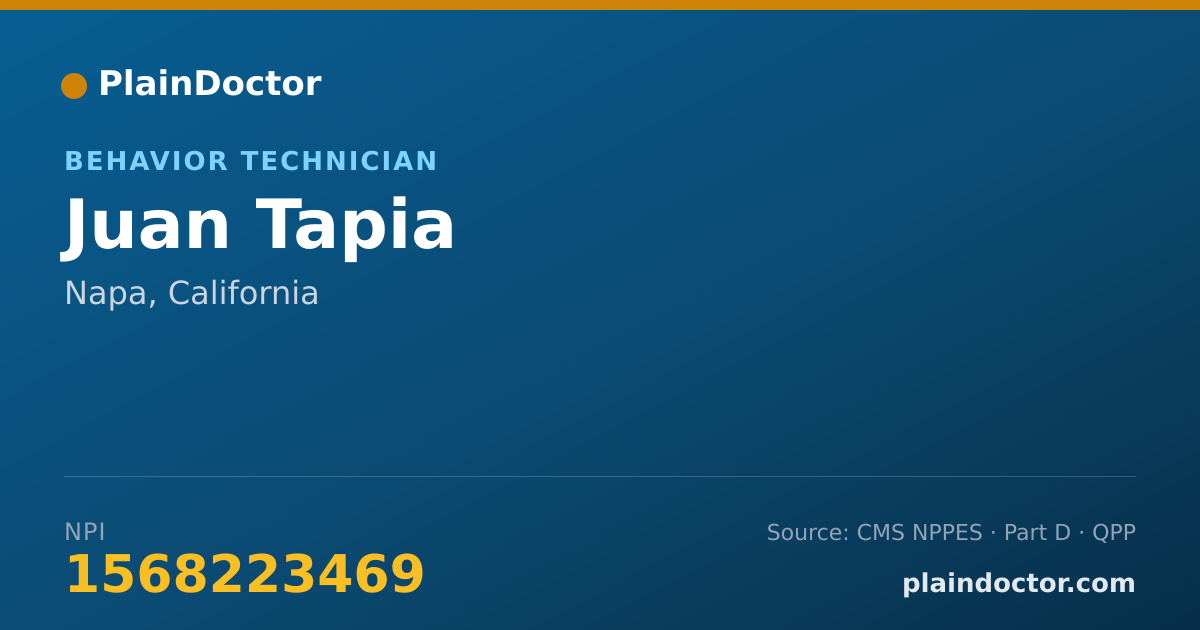 Shareable card for Juan Tapia - Behavior Technician, Napa, CA