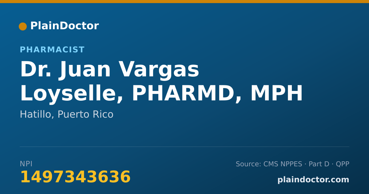 Shareable card for Juan Vargas Loyselle, PHARMD, MPH - Pharmacist, Hatillo, PR