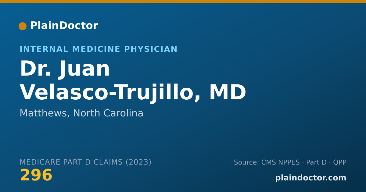 Shareable card for Juan Velasco-Trujillo, MD - Internal Medicine Physician, Matthews, NC